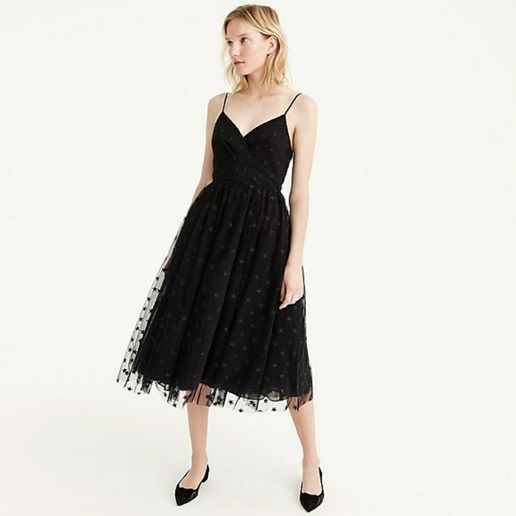 J. Crew Spaghetti Strap Dress in Star Tulle NWT - Picture 1 of 8